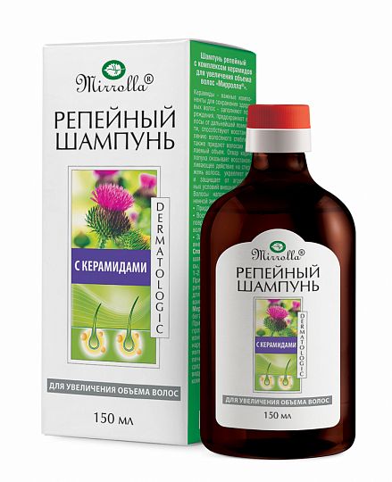 Изображение товара Mirrolla «Шампунь репейный с комплексом керамидов для увеличения объема волос» Mirrolla «Шампунь репейный с комплексом керамидов для увеличения объема волос» фотография