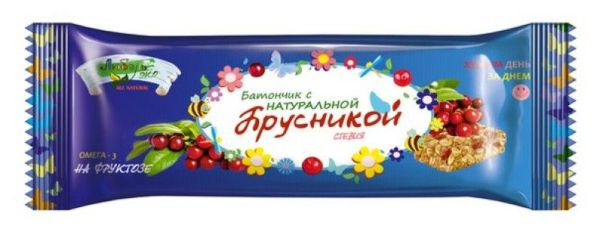 Изображение товара Батончик мюсли с натуральными ягодами Брусника на фруктозе Любэль-Эко 30г Батончик мюсли с натуральными ягодами Брусника на фруктозе Любэль-Эко 30г фотография