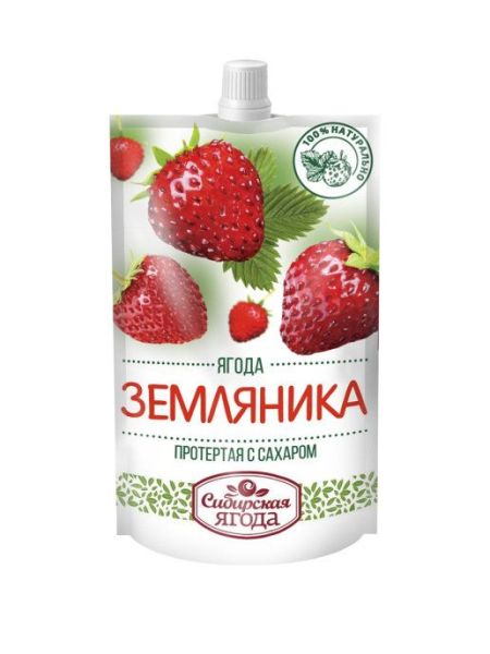 Изображение товара Протертая земляника на сахаре Сибирская ягода дой-пак 280гр Протертая земляника на сахаре Сибирская ягода дой-пак 280гр фотография