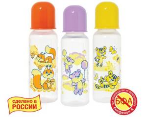 Бутылочка полипропиленовая с латексной соской Курносики мои любимые животные 250 мл